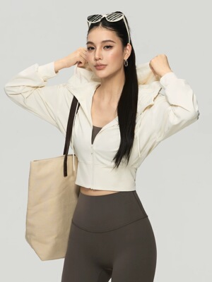 洋白菜连帽运动外套女宽松显瘦户外休闲健身长袖普拉提瑜伽上衣