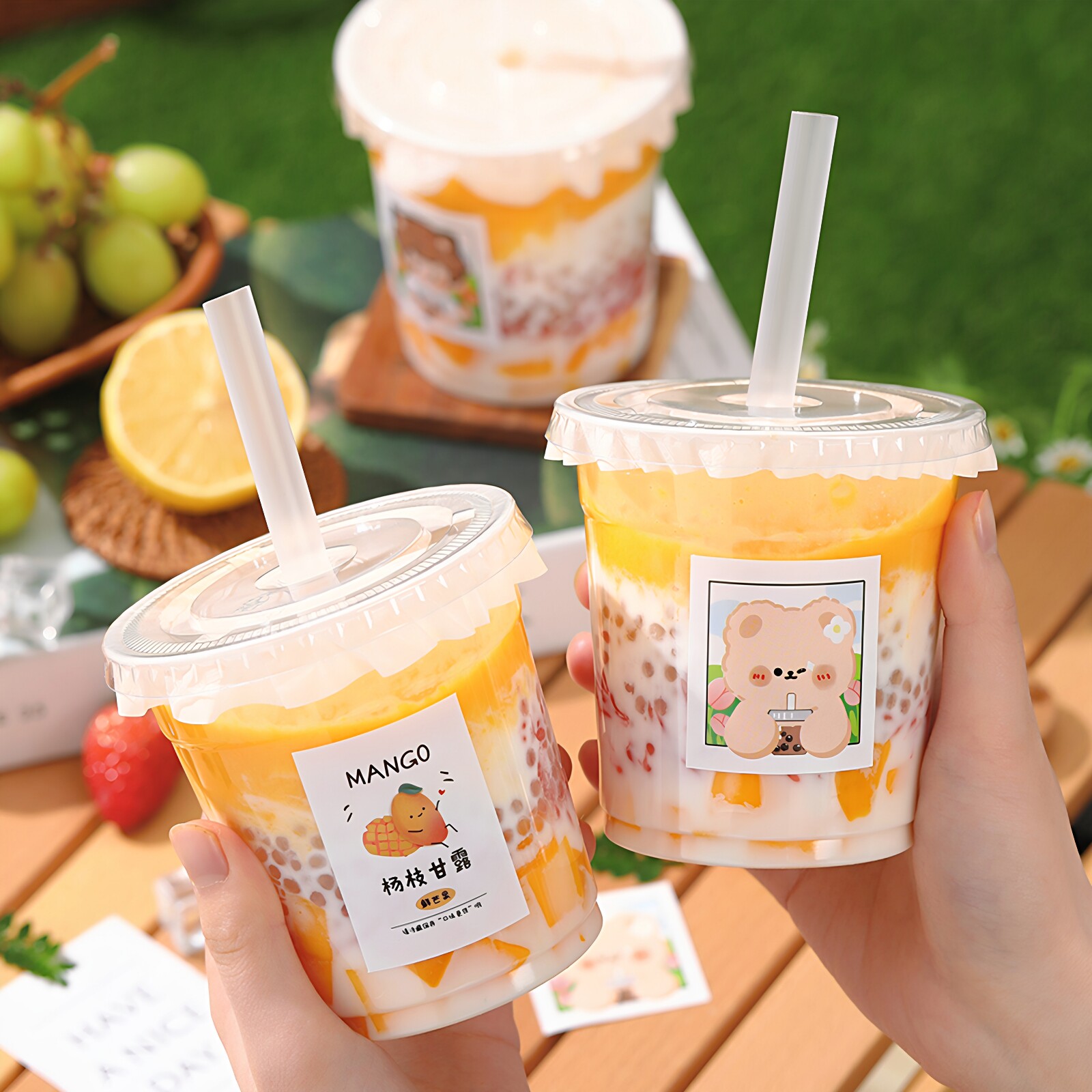 奶茶杯子一次性带盖咖啡杯自制饮料果汁冷饮品专用塑料食品级家用