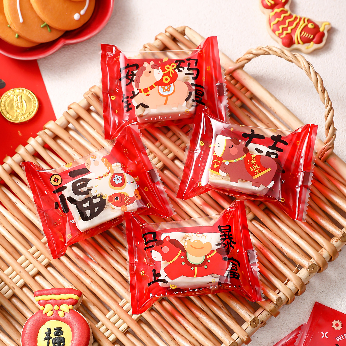 新年款2026马年机封袋烘焙零食雪花酥牛轧糖果曲奇饼干独立包装袋,厨房/烹饪用具,点心包装盒/包装袋,淘宝优惠券,粉丝福利购,淘宝优惠卷