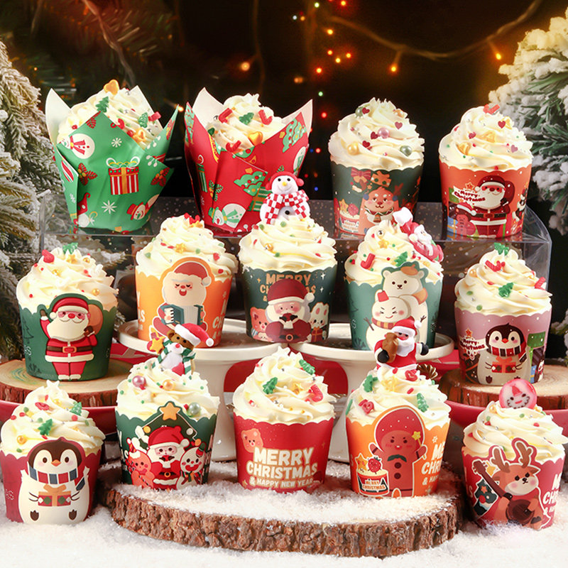 圣诞节纸杯蛋糕立体耐高温