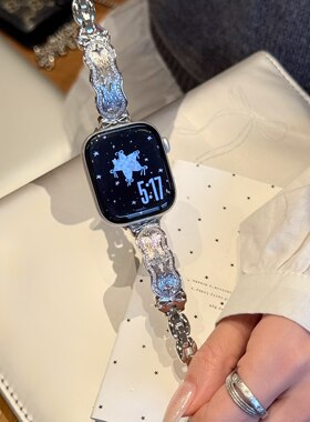 适用iwatchs9表带苹果S11手表applewatchse8细款女款s10金属小米9