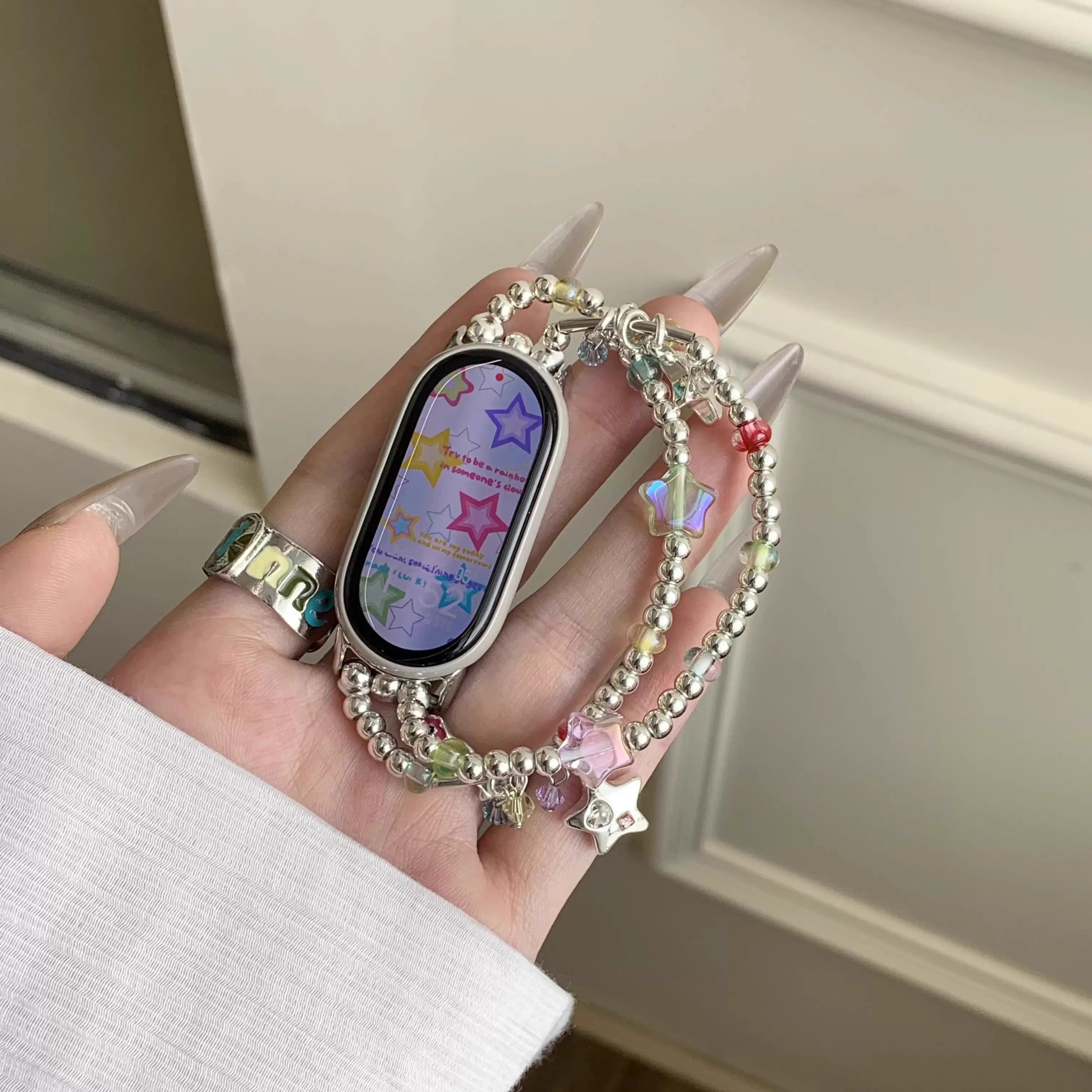 新款炫彩星星爱心串珠表带