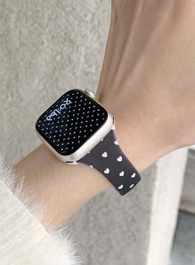 爱心波点矽胶细款小蛮腰表带适用apple11代苹果S10iwatch9s876SE3