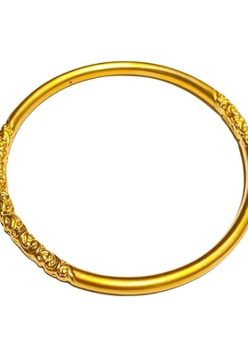 越南沙金5mm古法传承手镯 女士磨砂素圈实心合金镀金手镯货源批发