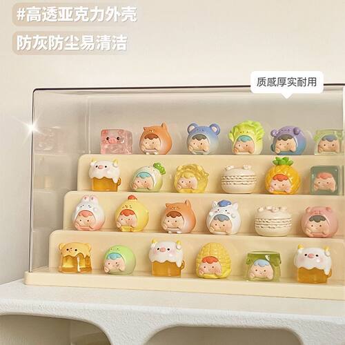 萌粒盲盒展示架跨境防尘乐高摆件手办展示柜家用透明亚克力展示盒