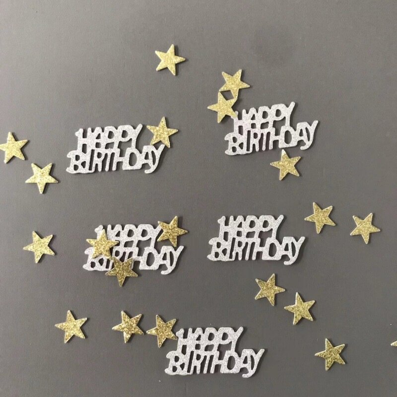 跨境生日派对纸质抛撒纸屑生日字母星星黑金银派对装饰新品
