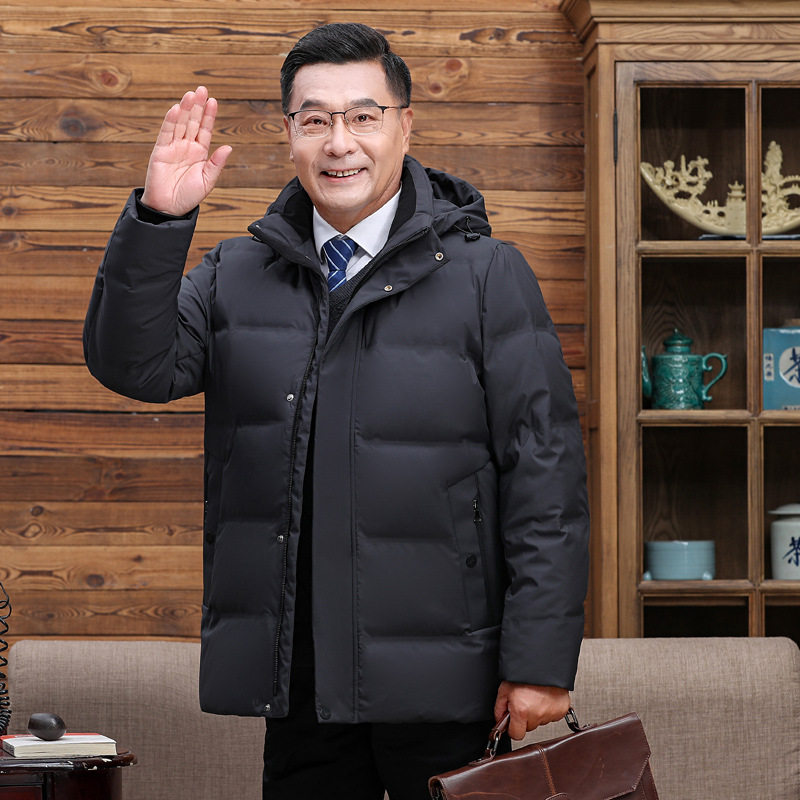 24主推中老年羽绒服男士中长款加厚中年男装宽松爸爸冬装保暖外