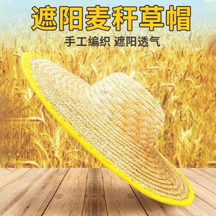 大草帽农民沙滩户外遮阳夏防晒工地女大檐大沿男草帽子太阳农用帽