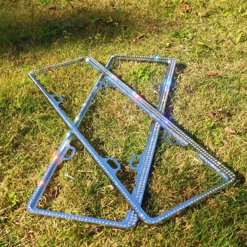 车牌边框镶钻牌照框新交规车牌套框牌照架合金水晶钻石车牌架