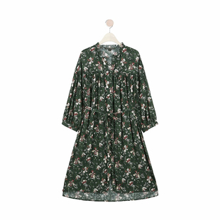 亏本回馈 田园小碎花木耳花边腰带轻薄柔软丝棉亲肤连衣裙 岛屿家