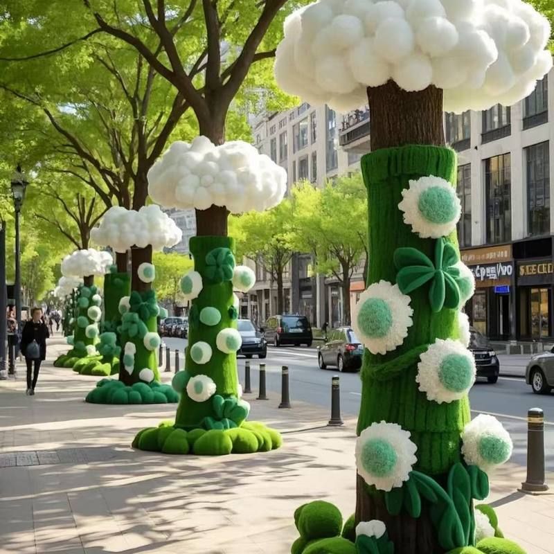 冬季网红多巴胺大树毛衣网红打卡