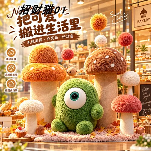 冬季大型毛绒泡沫卡通公仔雕塑