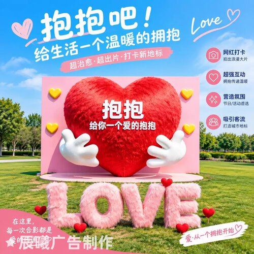 网红LOVE爱心抱抱墙美陈装置
