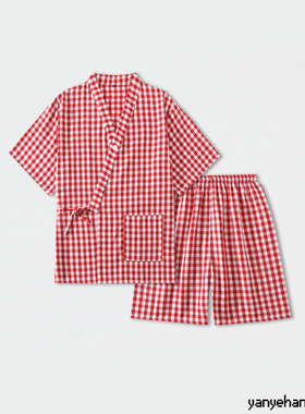 新款汗蒸服女款纯棉系带开衫情侣居家男款桑拿按摩服洗浴服足浴服