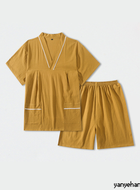 新款汗蒸服女款纯棉纯色情侣高档居家服男款桑拿按摩洗浴服足浴服