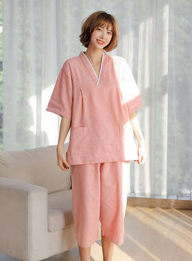 汗蒸服女款亚麻可爱情侣桑拿浴服