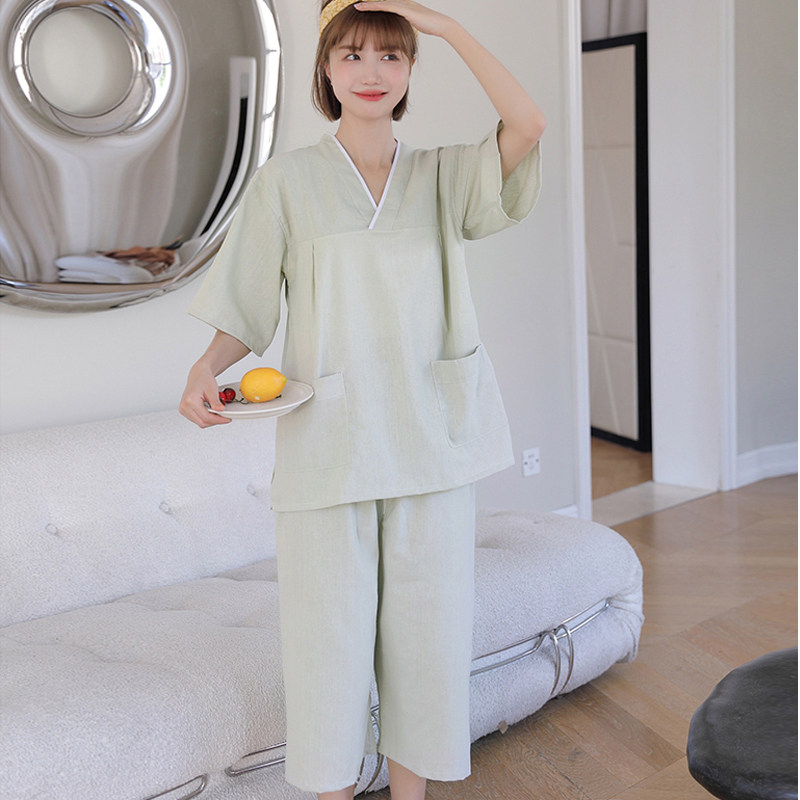 汗蒸服亚麻女高档桑拿浴服家居服