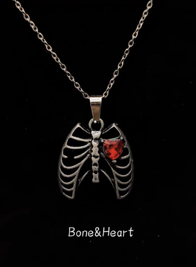 Vintage古着 Bone&Heart 项链 复古 朋克 Y2K 亚文化