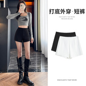 女夏季 薄款 外穿高腰显瘦a字紧身弹力性感热裤 黑色短裤 超短打底裤