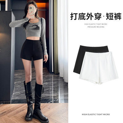 黑色短裤女夏季薄款外穿高腰显瘦