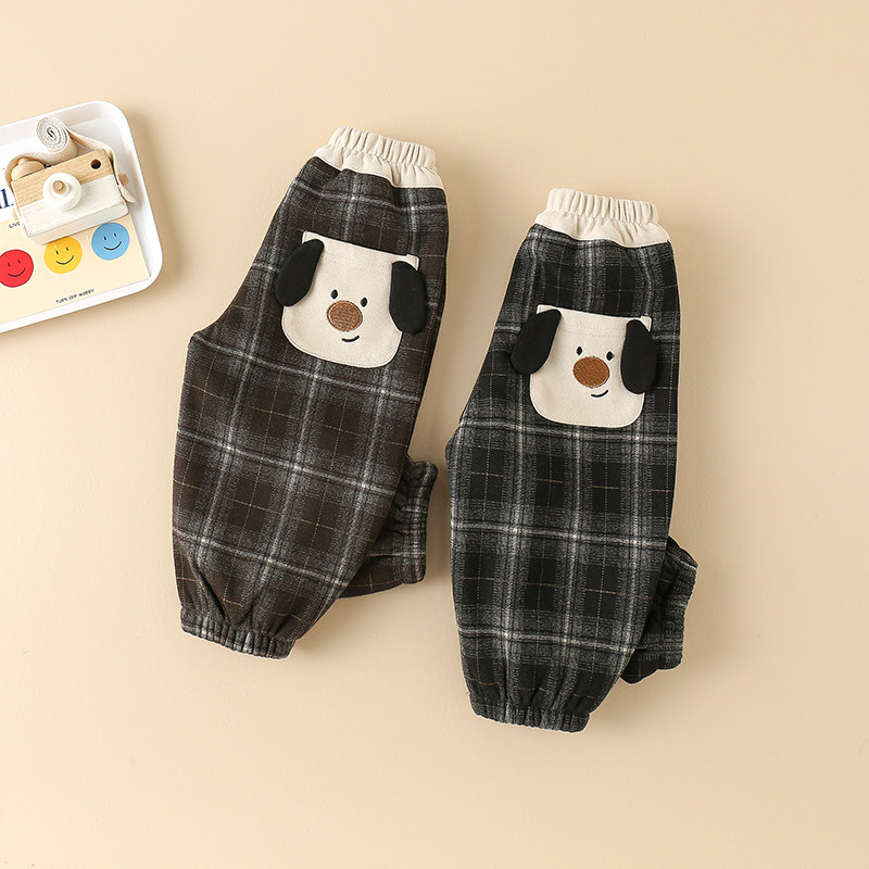 儿童加绒裤子薄绒新款2025格子韩版潮流秋季男童卫裤外穿运动裤