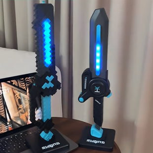 我的世界MC钻石剑激光剑可发射软弹枪儿童发光玩具男孩子刀剑礼物