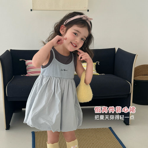 大小卷女童连衣裙夏季2026新款洋气宝宝夏装裙儿童小女孩T恤裙