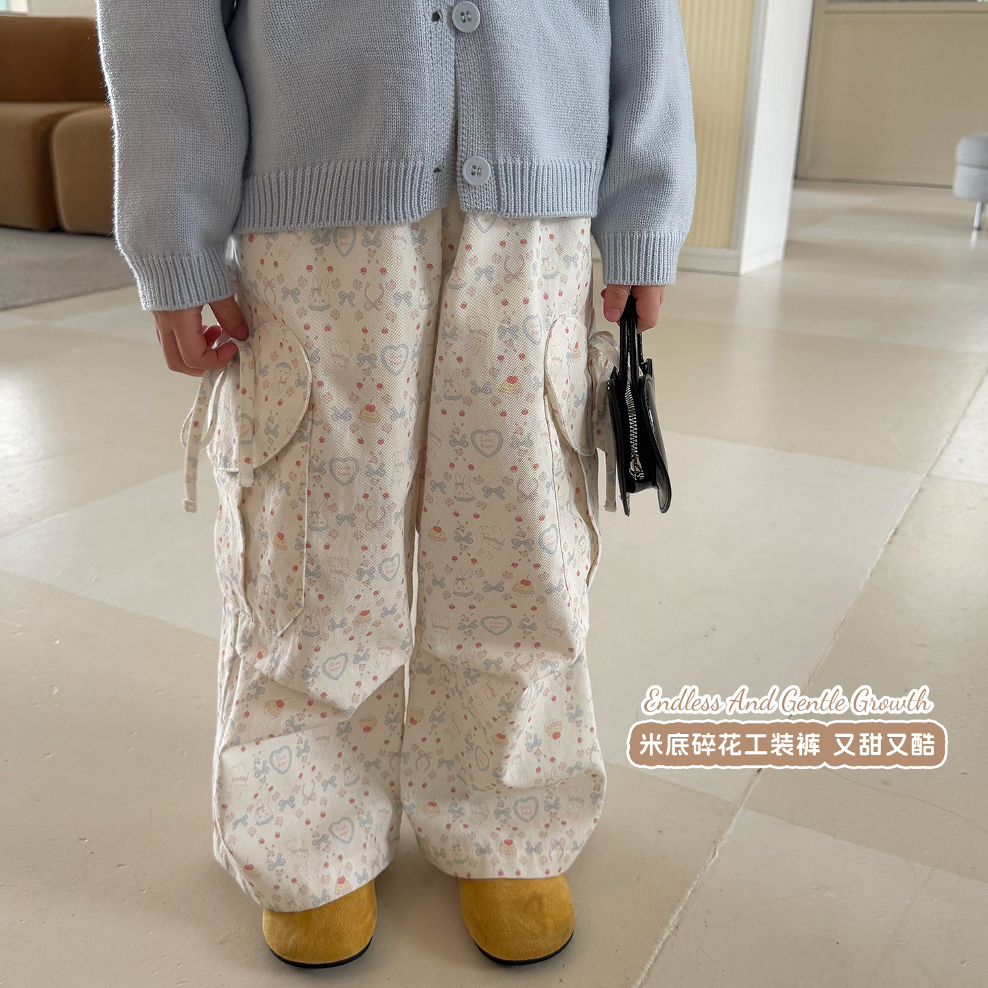 大小卷儿女童工装裤秋季2026新款儿童秋装直筒裤韩版宝宝休闲裤