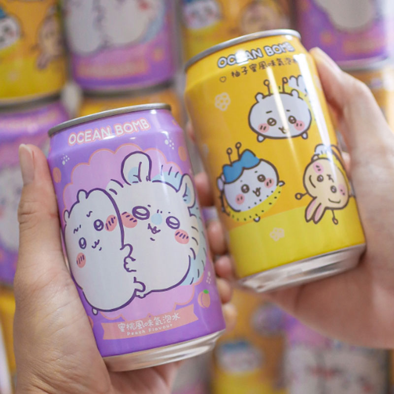 台湾吉伊卡哇碳酸饮料乌萨奇小八蜂蜜柚子味飞鼠蜜桃味小瓶装330m