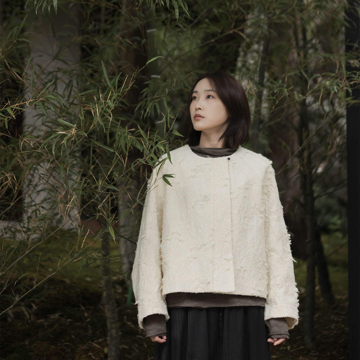 慢慢变蓝休闲百搭款羊毛短款大衣