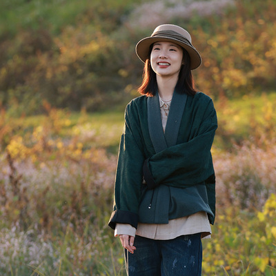 慢慢变蓝原创丝毛提花中式外套