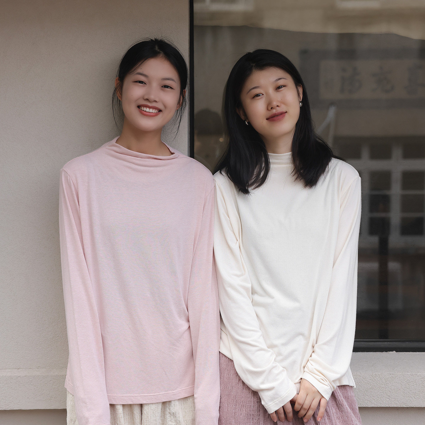 【安禾】慢慢变蓝 秋冬软糯零压打底衫女长袖半高领低饱和温柔T恤