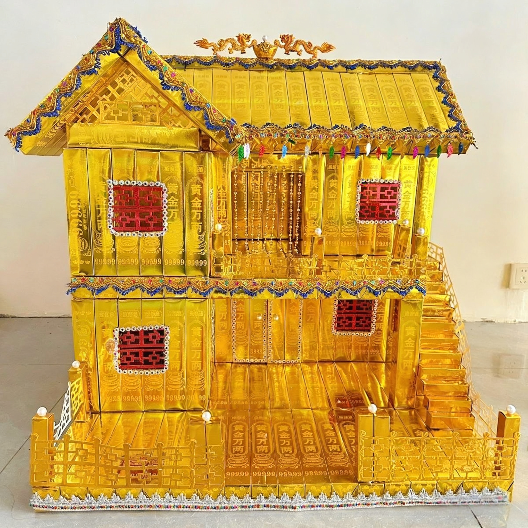 手工纸制品半成品别墅二层楼diy材料包金色含胶枪等工具,文具电教/文化用品/商务用品,纸制品/冥纸/冥币,淘宝优惠券,粉丝福利购,淘宝优惠卷