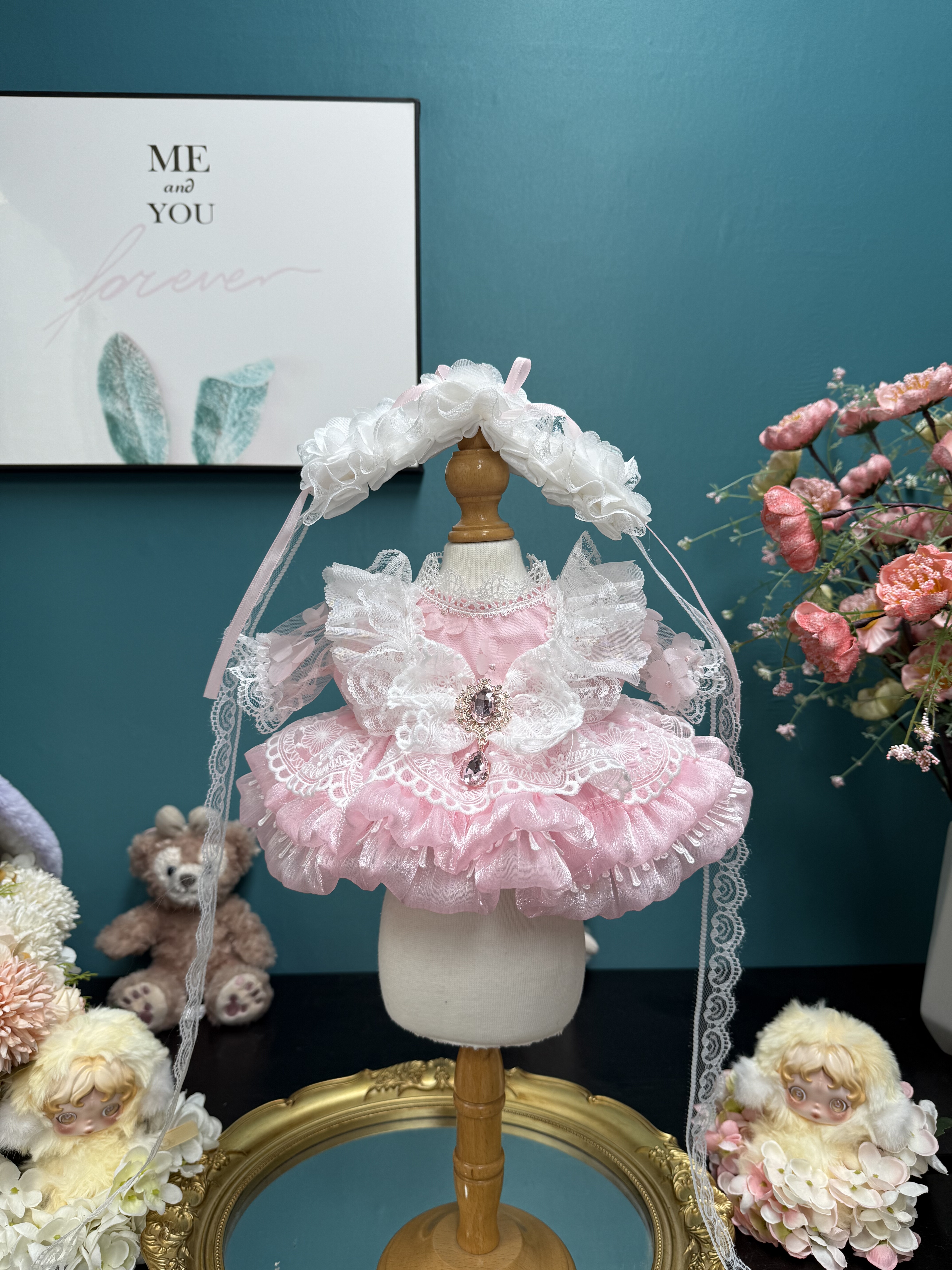 DANI高定手工粉色公主风棉花娃娃衣服公主裙星黛露玲娜贝儿着替