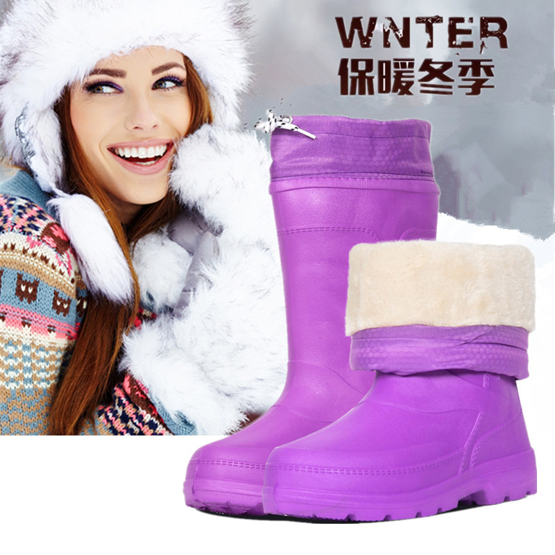 高筒冬季加绒保暖轻便泡沫女雨靴