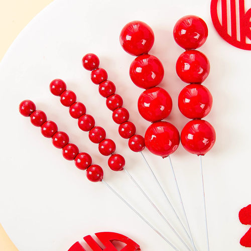 冰糖葫芦蛋糕装饰插件国潮中国风春节龙年舞狮生日派对烘焙摆件