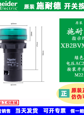 XB2BV施耐德指示灯按钮信号灯XB2BVB3LC M4LC 24V 220V 红绿黄