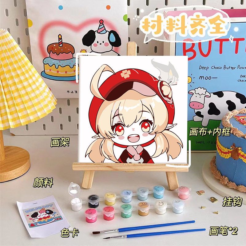 20+30数字油画diy填色装饰画客厅大幅花卉油画卡通数字油彩画批货图片