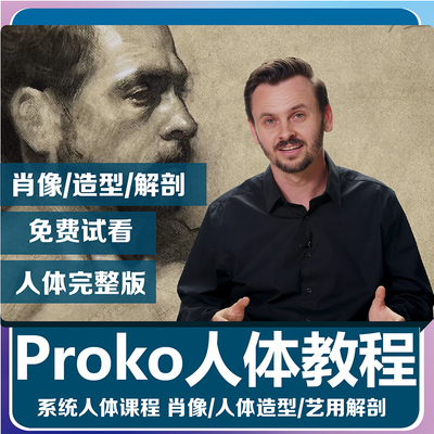 美术素描速写人体绘画proko完整美术教程手绘结构解剖绘画插画课