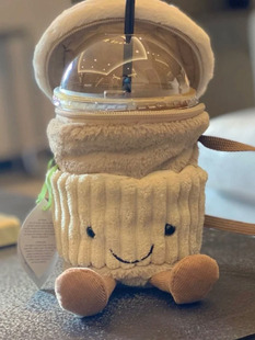 巴塞罗熊同款 斜挎女包包奶茶毛绒包随行玩具杯套包 咖啡包2024新款