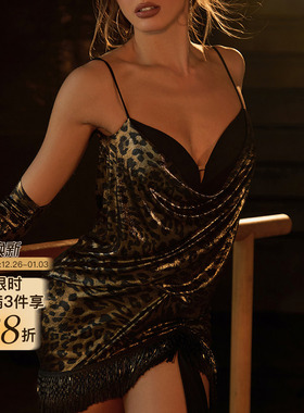 ZYM【趣野】连衣裙荡领大漏背拉丁舞练功服女勾手指带内衣裤25081