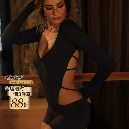 ZYM【Lykke】上衣方领连体拉丁舞日常练功服女沙漏裁剪显瘦25090