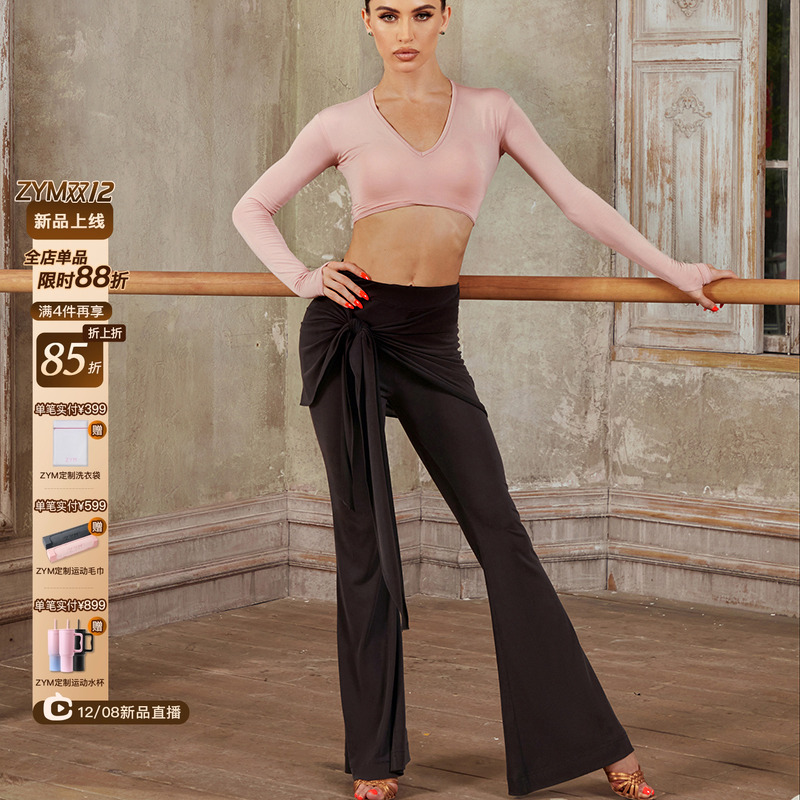 ZYM【Safety island】裤子遮臀设计拉丁舞练功服女喇叭裤24069