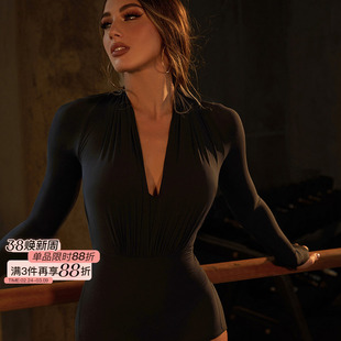 ZYM【在巴黎】上衣深v长袖拉丁舞日常练功服女高级松弛感25101