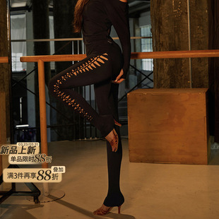 裤 Weave 子高腰女生拉丁舞练功服编织镂空设计25088 循环 ZYM