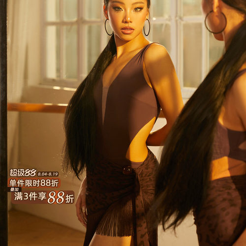 ZYM【Good 豹ning】半裙不规则拉丁舞练功服女假围裹设计26027