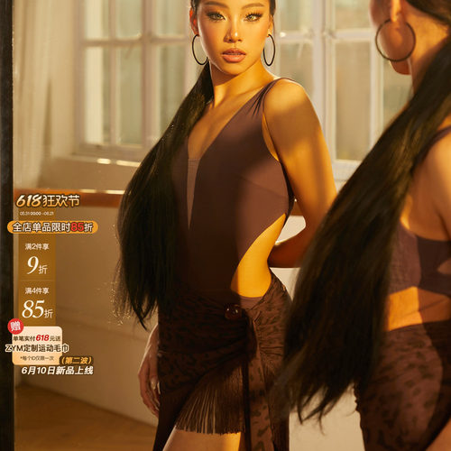 ZYM【Good 豹ning】半裙不规则拉丁舞练功服女假围裹设计26027
