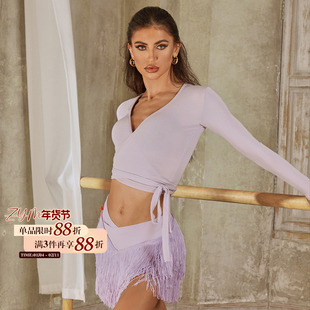 ZYM【彩色胶卷】上衣绑带设计感秋冬拉丁舞练功服女可调节24078