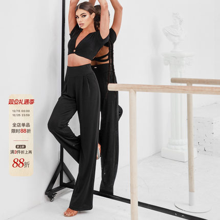 ZYM【能量罐头】裤子高腰阔腿缩脚两种穿法拉丁舞练功裤女2138