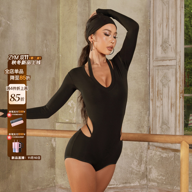 ZYM【一件入秋】上衣挂脖连体拉丁舞日常练功服体操服女24073